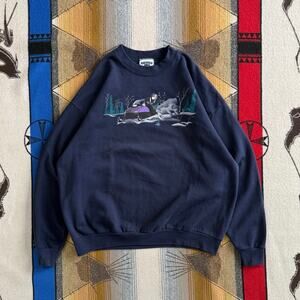 Vintage 90s Men’s Snowmobile Outdoor Nature Crewneck Sweatshirt Size XL USA Made